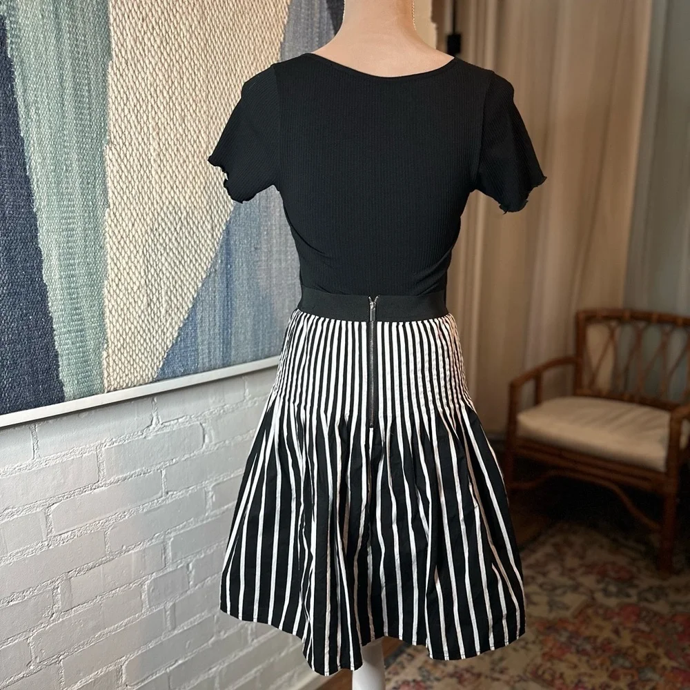 Amanda + Chelsea Black and White Striped Skirt
